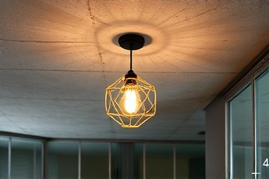 Modern pendant light in a concrete ceiling
