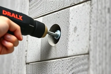 Drilling concrete wall for shelf installation, secure anchor