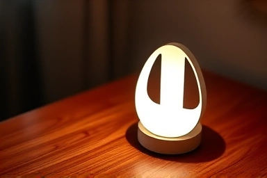 Minimalist designer table lamp emitting soft, elegant light
