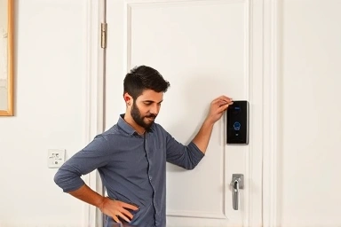 DIY digital door lock installation on an apartment door