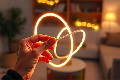 Hands creating DIY neon sign with flexible wire