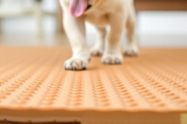 Close-up of anti-slip pet mat showing texture and safety for dog