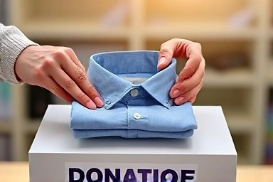 Donating clothes, charitable act, giving, helping others