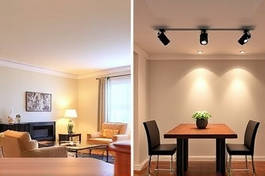 Diffused vs spotlight lighting in modern interiors.