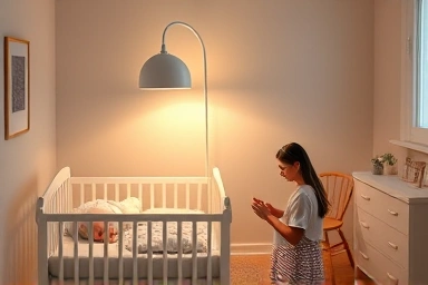 Modern minimalist nursing lamp in a peaceful nursery