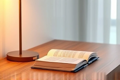 Close-up of Flos IC Lights table lamp on modern desk.