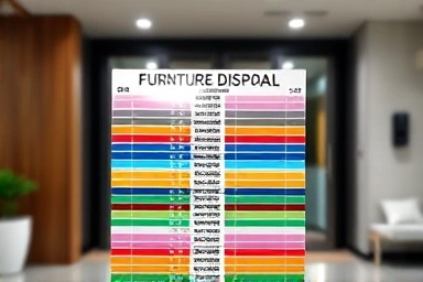 Furniture disposal stickers organized for easy selection.