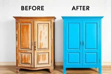 Transformed cabinet: before and after refurbishment with paint