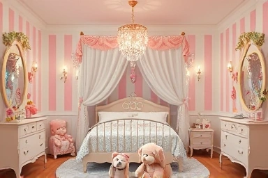 Magical girl's bedroom with a whimsical canopy bed.
