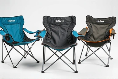 Close-up of various Helinox camping chair models