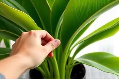 Close-up of healthy air-purifying plant leaves, symbolizing housewarming gift.