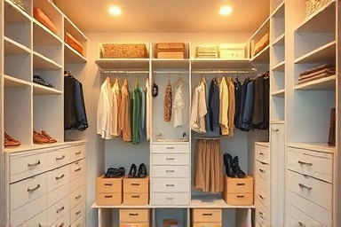 Organized IKEA PAX wardrobe interior with custom solutions