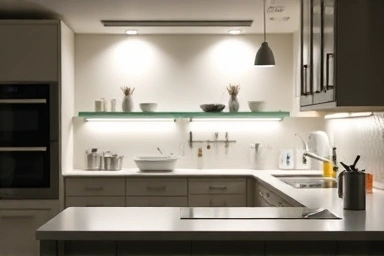 Bright kitchen task lighting over countertops.