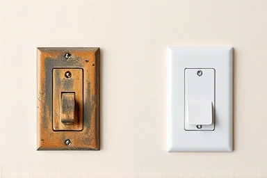 Old vs new light switch, home interior transformation