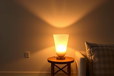 Elegant living room with Italian designer table lamp