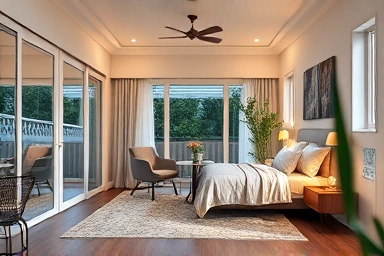 Master bedroom veranda transformed into a chic home cafe.