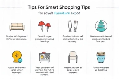 Infographic of smart furniture expo shopping tips.