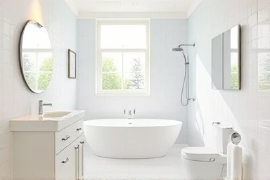 Modern bathroom interior after renovation.