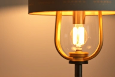 Detailed modern table lamp, showcasing craftsmanship