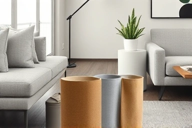 Chic living room trash can blending with decor