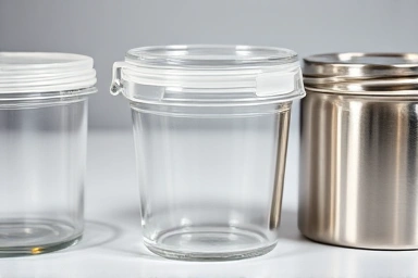 Comparison of glass, Tritan, and stainless steel food containers.