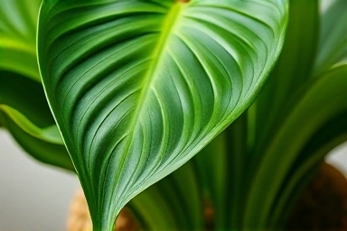Detailed view of Strelitzia plant leaves, highlighting natural texture.