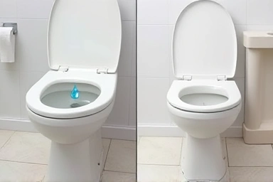 Leaking toilet problem vs. solved toilet part