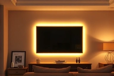 Living room with TV and ambient backlight