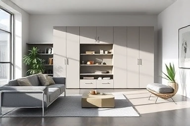 Elegant USM Haller modular storage in a minimalist living room.