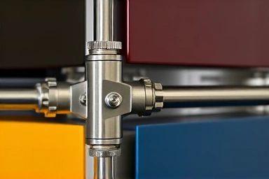 Detailed view of USM Haller modular furniture construction and materials.