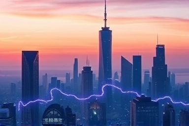 Futuristic cityscape symbolizing AI innovation and future growth.