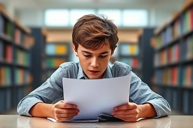 Student achieving understanding with blank page review.