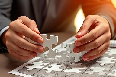 Hands assembling a career puzzle, symbolizing strategic document creation.
