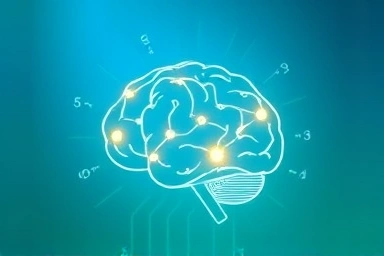 Brain with glowing connections symbolizing efficient learning.