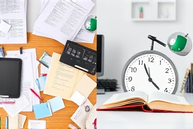 Inefficient vs. efficient study setup, representing focused learning.