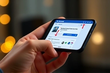 Smartphone screen showing simplified Facebook Ads Manager interface with optimization lines.