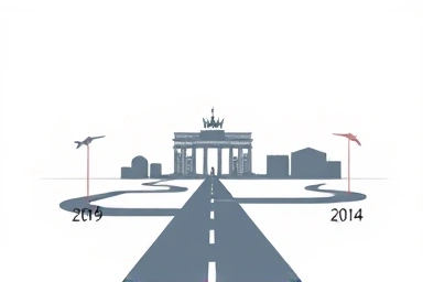 Stylized roadmap illustration for studying abroad in Germany.