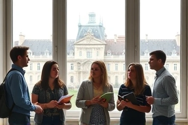 Students planning their international education journey in Europe.