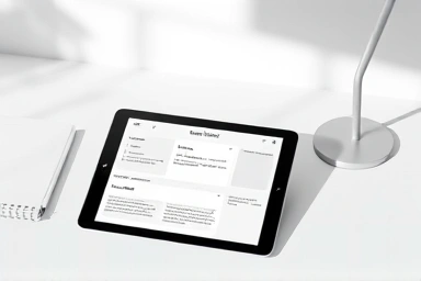 Digital note-taking template on a tablet, organized and clean.