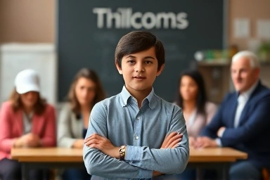 Student confidently presenting for high school admission