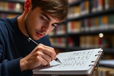 Student studying complex math formula, symbolizing understanding