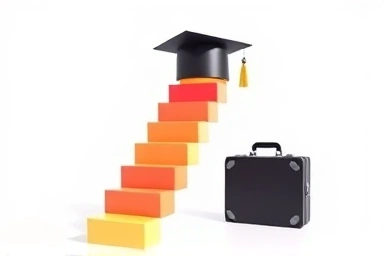 Code blocks forming a ladder to career success and graduation.