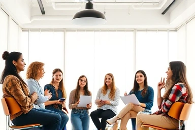 Students confidently presenting in a high school interview.