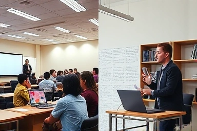 Comparison of large classroom vs. personalized study environments for academic success.