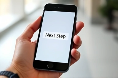 Hand using a mobile app for online developer training.