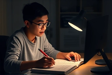 Student studying accounting for certification exam