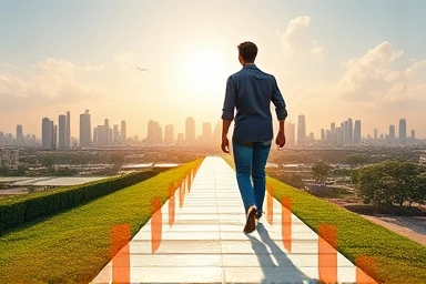 Symbolic representation of career advancement through vocational training.