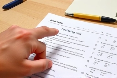 Close-up of Korean mock test paper with annotations