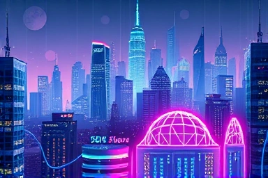 Futuristic cityscape symbolizing tech career growth and AI integration.