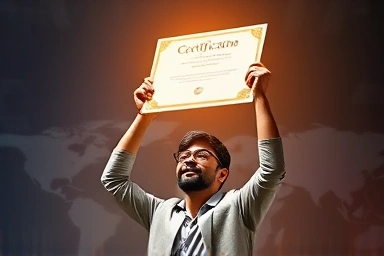 Learner achieving Korean teacher qualification online.